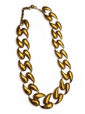 Vintage 80's Napier Gold Tone Teardrop Link Necklace Chunky Statement